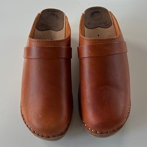 Troentorps Da Vinci Cognac Pull-up Clogs Toffelfabrik Size 39